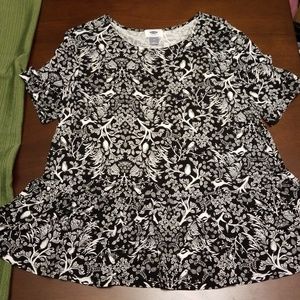 B&W Print Peplum Blouse